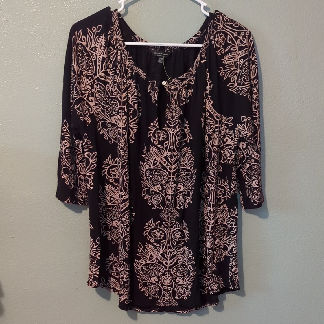 Lucky Brand 1x Nwot Top BlkTan